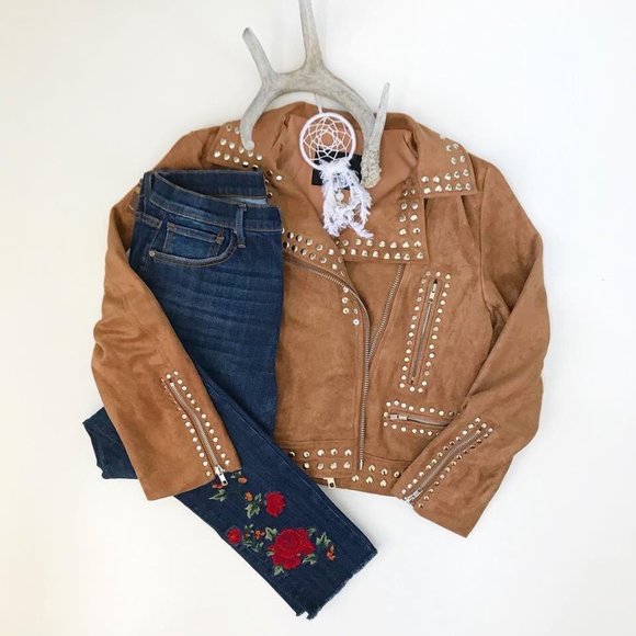 Faux Suede Studded Jacket - Picture 2 of 3